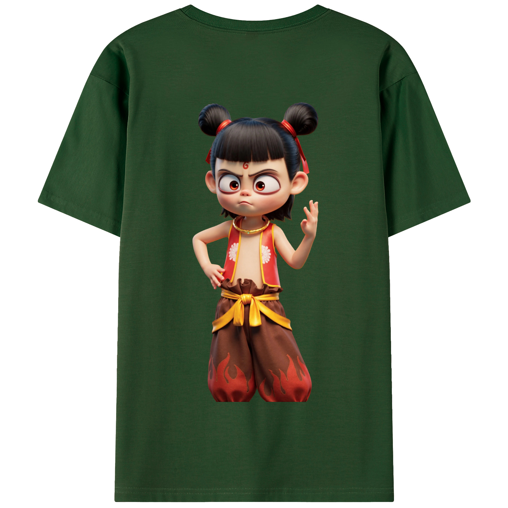 （画像用） Ne Zha 2 ナタ 魔童の大暴れ 綿100％半袖Tシャツ（背面プリント）